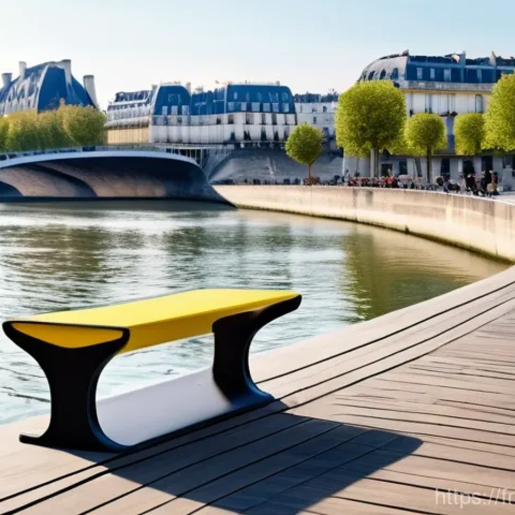 가구디자인 공공 디자인 사례 - **Prompt 1: Smart Connected Bench in Paris**
    "A contemporary, sleek smart bench situated along t...